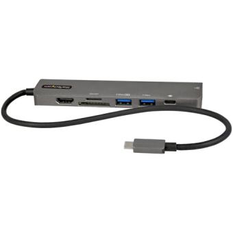 StarTech.com USB-C Multiport Adapter - USB-C auf 4K 60Hz HDMI 2.0 - 100W Power Delivery Pass-through - SD/MicroSD - 2 Port USB 3.0 Hub - GbE - USB-C Mini Dock - 30cm langes angeschlossenes Kabel (DKT30CHSDPD1) 