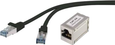 Basetech RJ45 Netzwerk Verlngerungskabel CAT 6a S/FTP 30 m Schwarz mit Rastnasenschutz, Flammwidrig (BT-1914321) 