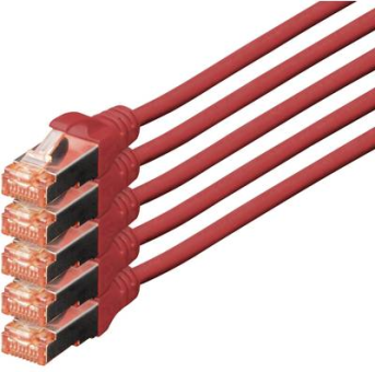DIGITUS Professional - Patch-Kabel - RJ-45 (M) bis RJ-45 (M) - 10 m - SFTP - CAT 6 - geformt - Rot (Packung mit 5) 