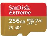 SanDisk Extreme - Flash-Speicherkarte (microSDXC-an-SD-Adapter inbegriffen) - 256GB - A2 / Video Class V30 / UHS-I U3 / Class10 - microSDXC UHS-I (SDSQXA1-256G-GN6MA) 