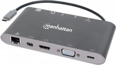 Manhattan SuperSpeed USB-C to 7-in-1 Docking Station - Docking Station - USB-C - GigE 