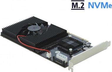 DeLOCK PCI Express x8/x16 Card > 4 x internal NVMe M.2 Key M - Speicher-Controller - M.2 - M.2 Card - PCIe 3.0 x16 (90409) 