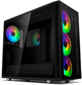 Fractal Design Define S2 Vision RGB Blackout - PC-Gehuse Fractal Design Miditower / Stahl, geh&amp;aumlrtetes Glas / Schwarz / Mini-ITX, microATX, ATX, E-ATX / 3x 3.5 Zoll, 5x (3x in 3.5 Zoll Schacht) 2.5 Zoll / USB Anschlsse: 1x (Type-C) USB 3.1, 2x US 