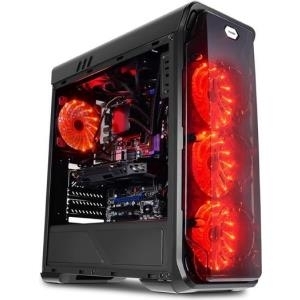 LC Power Gaming 988B Red Typhoon - Midi Tower - ATX - ohne Netzteil - Schwarz, Transparent-Schwarz - USB/Audio (LC-988B-ON) 