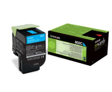 Lexmark 802C - Cyan - Original - Tonerpatrone LCCP, LRP - fr Lexmark CX310dn, CX310n, CX410de, CX410dte, CX410e, CX510de, CX510dhe, CX510dthe (80C20C0) 