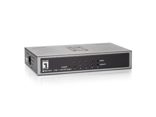 LevelOne Switch  4x GE GEU-0521      1xGSFP 