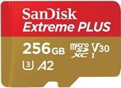 mSDXC Extreme+ 256GB SanDisk Speicherkarte mit Adapter, Kapazitt: 256GB (SDSQXBZ-256G-GN6MA) 