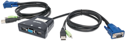 Manhattan 2 Port Mini KVM Switch - KVM-/Audio-Switch - USB - 2 x KVM/Audio - 1 lokaler Benutzer - Desktop (151245) 