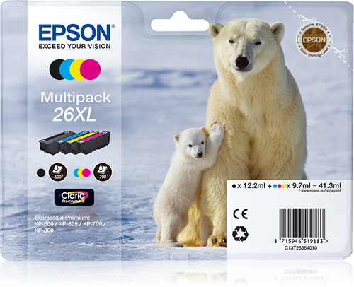 Epson 26XL Multipack - Druckerpatrone - 1 x Schwarz, Gelb, Cyan, Magenta (C13T26364010) 