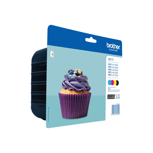 Brother LC123 Value Pack - Schwarz, Gelb, Cyan, Magenta - Original - Blisterverpackung - Tintenpatrone - fr DCP J100, J105, J132, J152, J552, J752, MFC J245, J470, J650, J6520, J6720, J6920, J870 (LC-123VALBP) 