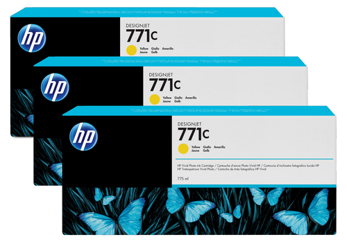 Hewlett-Packard HP 771C - 3er-Pack - Gelb - Original - Tintenpatrone - fr DesignJet Z6200 (B6Y34A) 