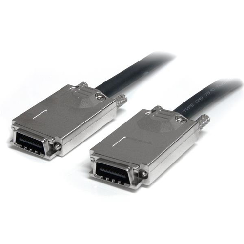 StarTech.com Infiniband SCSI SAS Kabel extern - SFF-8470 auf SFF8470 - Externes SAS-Kabel - SAS 6Gbit/s - 4-Lane - 4x InfiniBand - 4x InfiniBand - 2,0m - Rndelschrauben - Schwarz (SAS7070S200) 