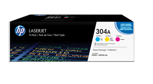 HP 304A Original Toner cyan, magenta und gelb Standardkapazitt 3 x 2.800 Seiten 3er-Pack 