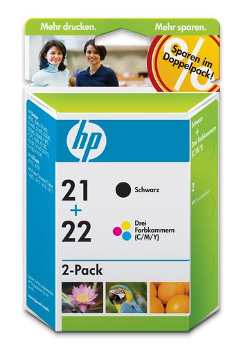 Hewlett-Packard HP 21/22 Combo Pack - Druckerpatrone - 1 x Schwarz, Farbe (Cyan, Magenta, Gelb) (SD367AE#445) 