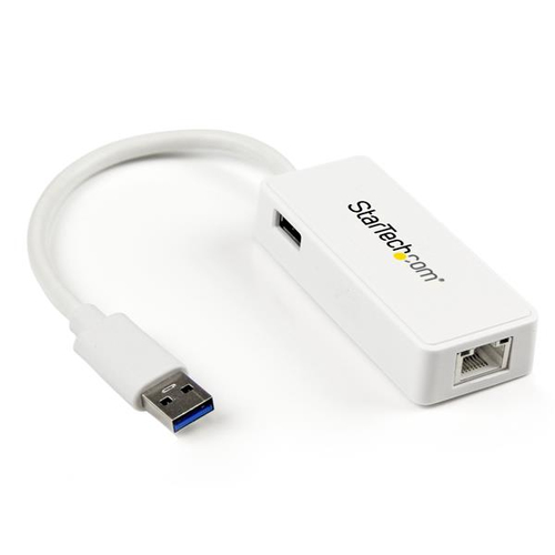 StarTech.com USB3.0 Gigabit Ethernet Lan Adapter mit USB Port - Wei - Netzwerkadapter - SuperSpeed USB3.0 - 10Mb LAN, 100Mb LAN, GigE - 10Base-T, 100Base-TX, 1000Base-T - wei (USB31000SPTW) 