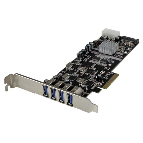 StarTech.com 4 Port USB3.0 SuperSpeed PCI Express Schnittstellenkarte mit 4 5Gb/s Kanlen und UASP - SATA/LP4 Strom - USB-Adapter - PCI Express x4 - USB3.0 x 4 (PEXUSB3S44V) 