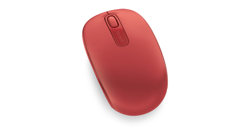 Microsoft Wireless Mobile Mouse 1850 - Maus - rechts- und linkshndig - optisch - 3 Tasten - kabellos - 2.4 GHz - kabelloser Empfnger (USB) - Flame Red 