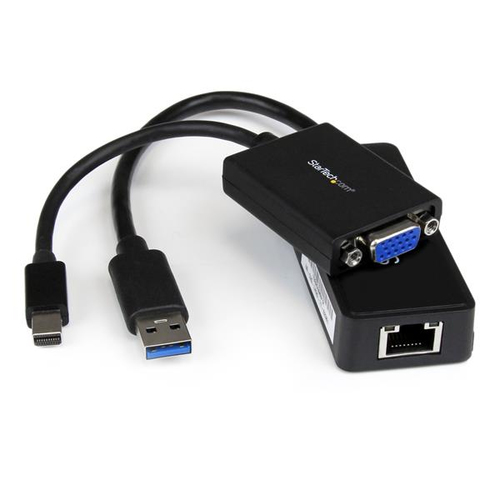 StarTech.com Adapter Kit - VGA / Gigabit Ethernet - Notebook-Zubehrpaket - Schwarz (LENX1MDPUGBK) 