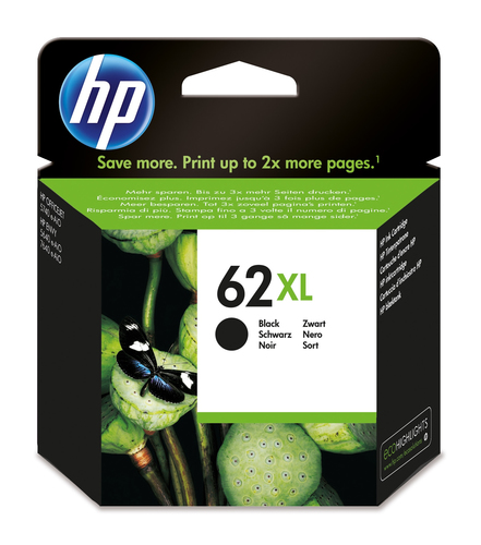 HP 62XL - 12 ml - Hohe Ergiebigkeit - Schwarz - Original - Tintenpatrone - fr Envy 55XX, 56XX, 76XX, Officejet 200, 250, 57XX, 8040 