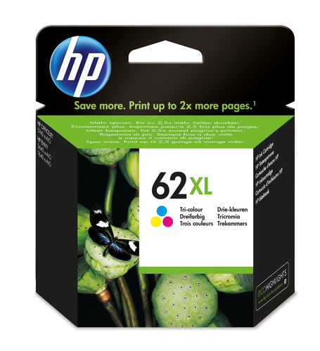 HP 62XL - Hohe Ergiebigkeit - Farbe (Cyan, Magenta, Gelb) - Original - Tintenpatrone - fr Envy 55XX, 56XX, 76XX, Officejet 200, 250, 252, 57XX, 8040 