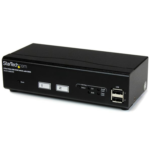StarTech.com 2 Port USB VGA KVM Switch with DDM Fast Switching and Cables - KVM-/USB-Switch - USB - 2 x KVM / USB - 1 lokaler Benutzer - Desktop (SV231USBDDM) 