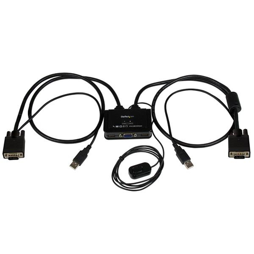 StarTech.com 2 Port USB VGA Cable KVM Switch - USB Powered with Remote - KVM-Switch - USB - 2 x KVM port(s) - 1 lokaler Benutzer - Desktop (SV211USB) 