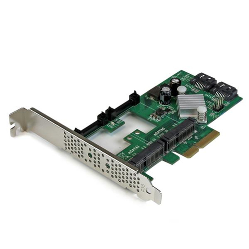 StarTech.com 2 Port PCI Express SATA III 6Gbps RAID Card w - 2 mSATA Slots - Speichercontroller (RAID) - 4 Sender/Kanal - SATA 6Gb/s Low Profile - 6GBps - RAID 0, 1, 10, JBOD - PCIe 2,0 x4 (PEXMSATA3422) 