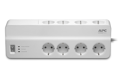 APC SurgeArrest Essential - berspannungsschutz - Wechselstrom 230 V - 2300 Watt - Ausgangsanschlsse: 8 - Deutschland - wei 