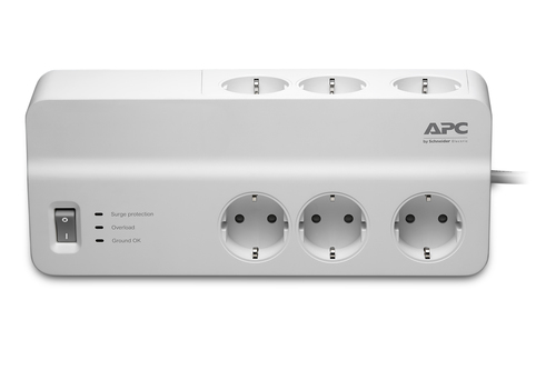 APC SurgeArrest Essential - berspannungsschutz - Wechselstrom 230 V - 2300 Watt - Ausgangsanschlsse: 6 - Deutschland - wei 