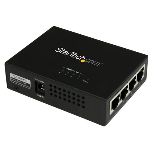 StarTech.com 4-port Gigabit Midspan - PoE+ injector - 802,3at/af - Power Injector - Wechselstrom 100-240 V - 120 Watt - 4 Ausgangsstecker (POEINJ4G) 