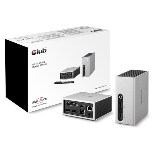 Club3D 4K Mini-Dockingst USB3 ->4xUSB3/HDMI/DVI/LAN silber retail 