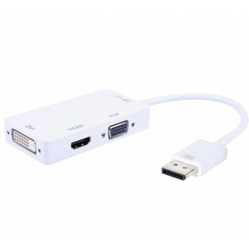 Techly IADAP-DP-COMBOF2. Anschluss 1: DisplayPort, Anschluss 2: HDMI, DVI, VGA, Steckerverbindergeschlecht: Male connector / Female connector, Kabellnge: 0,15 m. Produktfarbe: Wei (IADAP-DP-COMBOF2) 