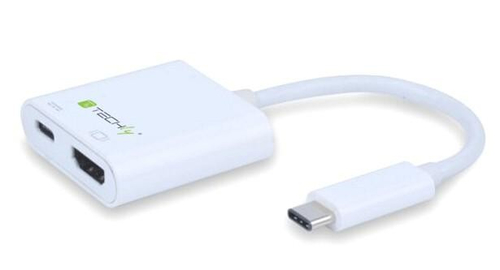 TECHLY Adapter USB 3.1 Typ C auf HDMI-C Typ C  USB Aufladeport weiss 