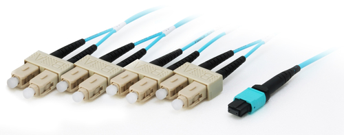 Equip Pro - Patch-Kabel - MTP Multimode (W) - SC multi-mode (M) - 15,0m - Glasfaser - 50/125 Mikrometer - OM4 - Aquamarin (25557707) 