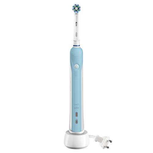 Oral-B PRO 700 CrossAction Erwachsener Rotierende-vibrierende Zahnbrste Blau - Wei (Pro700) 