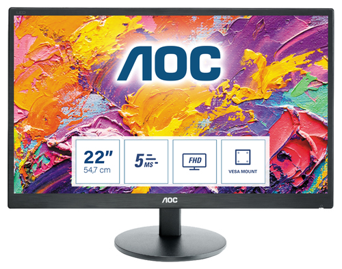 AOC e2270swhn - LED-Monitor - 54,6 cm (21.5 Zoll) - 1920 x 1080 - 200 cd/m2 - 700:1 - 5 ms - HDMI, VGA (E2270SWHN) 