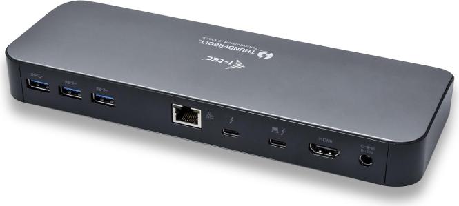 I-TEC Thunderbolt3 Dual 4K Docking Station 2x 4K oder 1x 5K 2x TB3 1x HDMI 1x GLAN 5x USB 3.0 1x SD Kartenleser 1x Audio/Mic 60W PD 
