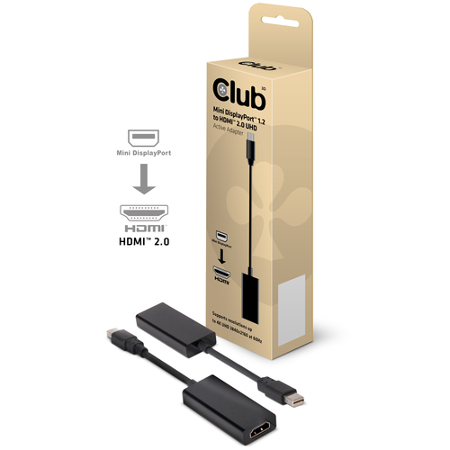 Club 3D DisplayPort Adapter 0,18m mDP zu HDMI 2.0 UHD aktiv St./Bu. CAC-1170 