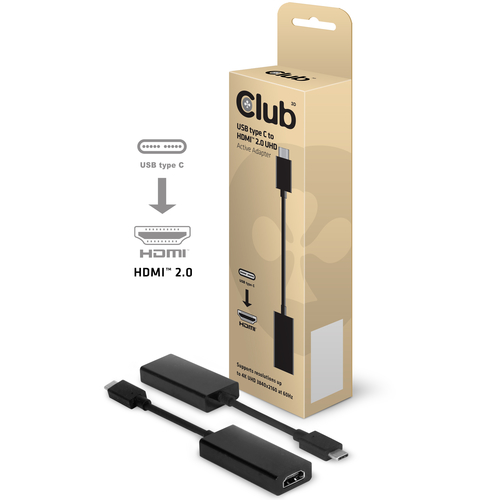 Club 3D USB 3,1 Type C to HDMI 2,0 UHD Active Adapter - Externer Videoadapter - HDMI - USB 3,1 - HDMI (CAC-1504) 