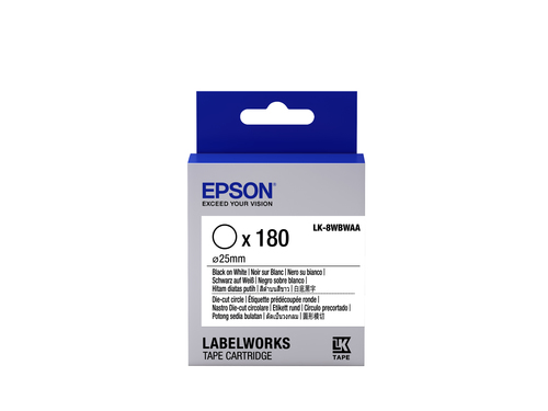 Epson LabelWorks LK-8WBWAA - Schwarz auf Wei - 25 mm rund 180 Etikett(en) (1 Rolle(n) x 180) gestanzte, runde Etiketten - fr LabelWorks LW-1000P, LW-300, LW-300L, LW-400, LW-400L, LW-600P, LW-700, LW-900P, LW-Z900FK 