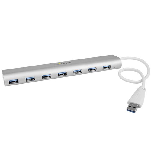 StarTech.com 7 Port Compact USB3.0 Hub with Built-in Cable -Aluminum USB Hub - USB-Umschalter fr die gemeinsame Nutzung von Peripheriegerten - 7 x SuperSpeed USB3.0 - Desktop (ST73007UA) 