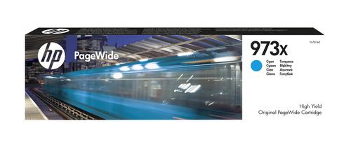 HP 973X - Hohe Ergiebigkeit - Cyan - Original - PageWide - Tintenpatrone - fr PageWide Pro 452dn, 452dw, 477dn, 477dw, 552dw (F6T81AE) 