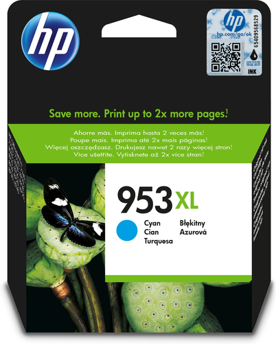 HP 953XL - 20 ml - Hohe Ergiebigkeit - Cyan - Original - Tintenpatrone - fr Officejet Pro 7720, 7730, 7740, 8218, 8710, 8715, 8720, 8725, 8730, 8740, 8745 