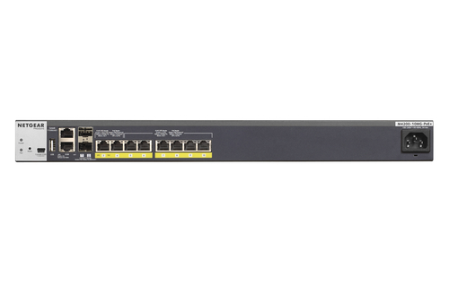 NETGEAR ProSAFE M4200 Intelligent Edge Series GSM4210P - Switch - L3 - verwaltet - 6 x 100/1000/2,5G (PoE+) + 2 x 100/1000/2,5G/5G (PoE+) + 2 x 1 Gigabit / 10 Gigabit SFP+ - an Rack montierbar - PoE+ (GSM4210P-100NES) 