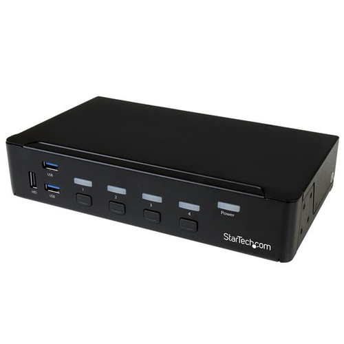 StarTech.com 4-Port DisplayPort KVM Switch With Built-in USB3.0 Hub - 4K - KVM-/USB-Switch - USB - 4 x KVM/Audio/USB + 3 x SuperSpeed USB - 1 lokaler Benutzer - an Rack montierbar - AC 120/230 V / DC 9 - 12 V (SV431DPU3A2) 