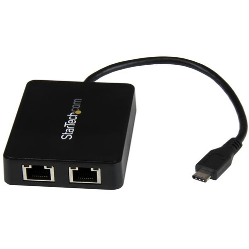 STARTECH.COM USB-C auf Dual-Gigabit Ethernet Adapter mit USB (Typ-A) Anschluss - USB Type-C Gigabit Netzwerk Adapter 