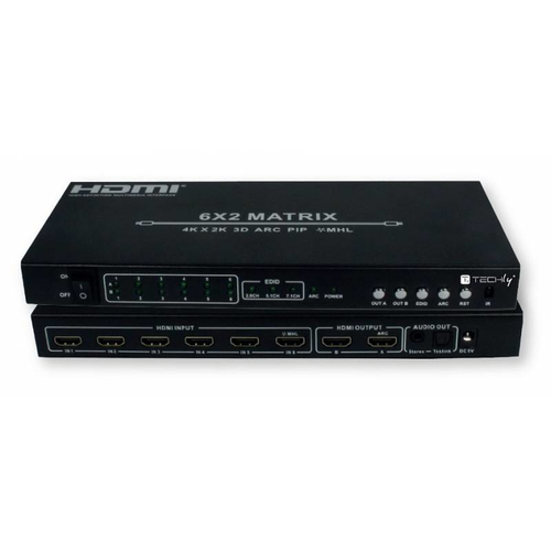 Techly Matrix Switch HDMI 6x2 4K UHD 3D 