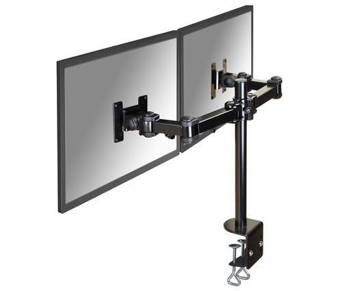 NewStar FPMA-D960D - Befestigungskit (Spannbefestigung fr Tisch, Stange, 6 Drehpunkte, Schnittstellengabel, 2 Gelenkarme) fr 2 LCD-Displays - Schwarz - Bildschirmgre: 25,4 - 66cm (10 Zoll - 66,00cm (26 Zoll)) - Montageschnittstelle: 100 x 100 mm, 75 x 