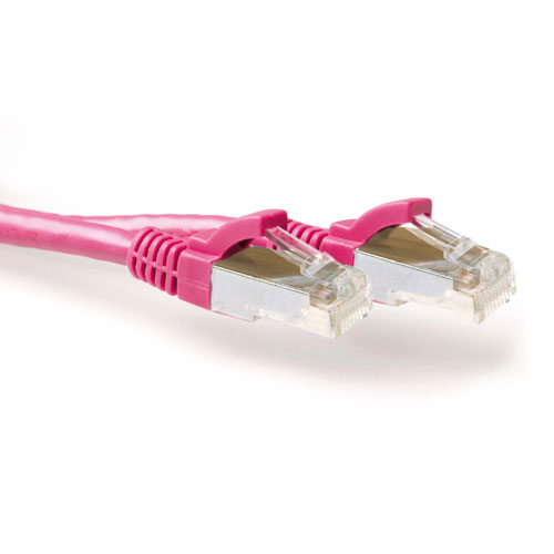 ACT Pink 20 meter LSZH SFTP CAT6A patch cable snagless with RJ45 connectors. Cat6a s/ftp lszh sng pk 20.00m (FB8820) 