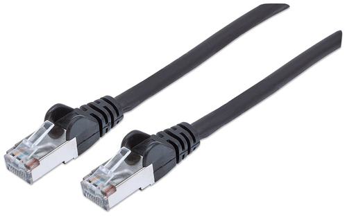 Intellinet - Patch-Kabel (DTE) - RJ-45 (M) bis RJ-45 (M) - 30,0m - SFTP - CAT 6a - IEEE 802,3af - halogenfrei, geformt, ohne Haken - Schwarz (318846) 